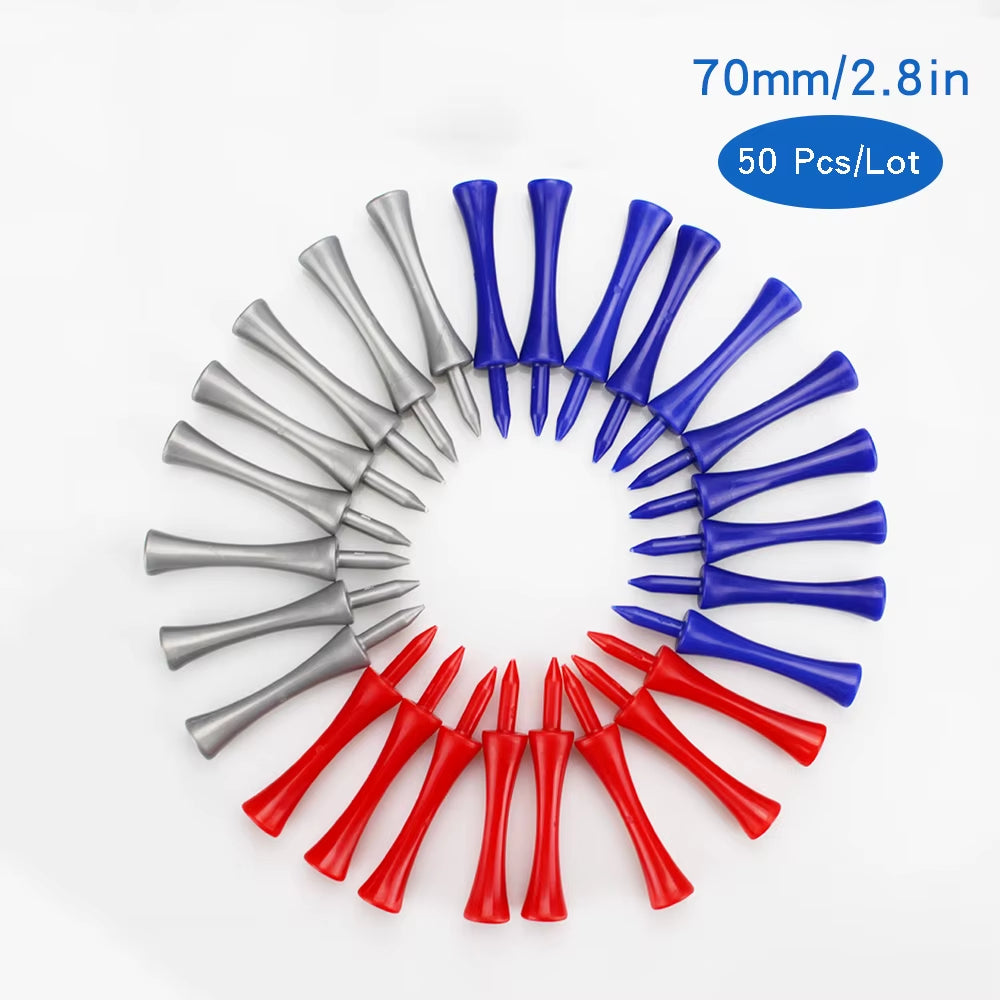 Plastic Golf Tee Pack 50 Pcs Step down Golf Tees Colorful for All over Sized Driver Irons Hybrids Longer Distance Drop Ship